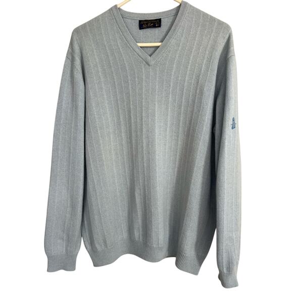 Old Head Golf Peter Scott Mens Teal Blue 100% Cashmere V Neck Sweater Pullover - Picture 1 of 10